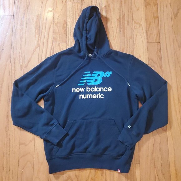 New Balance Numeric Stacked Hoodie Men Black Design Logo - Picture 1 of 5